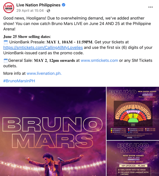 Bruno Mars adds one more night to PH concert