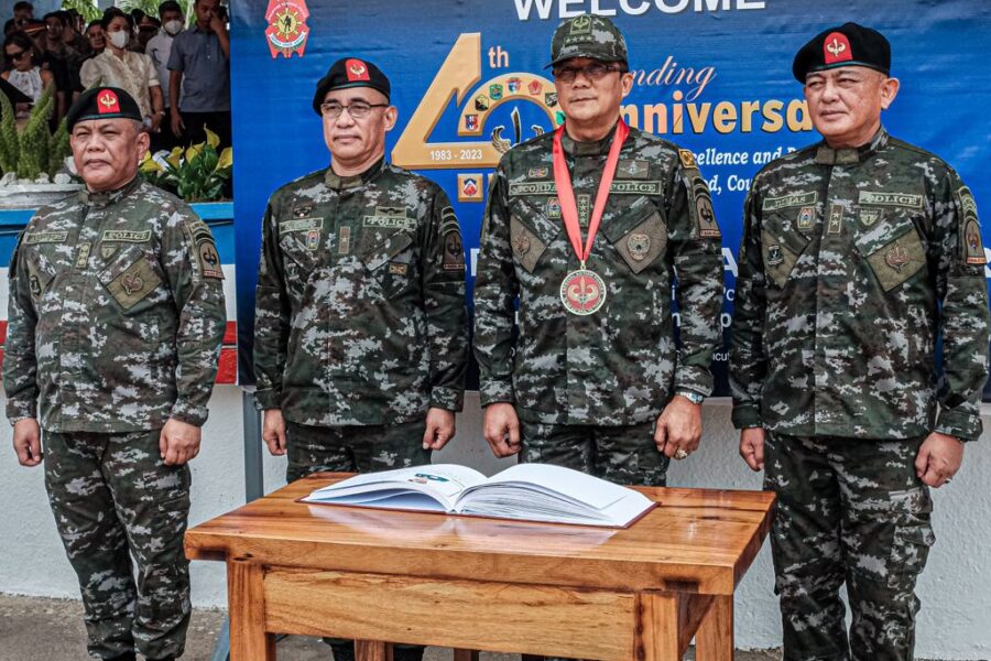 Chief PNP General Benjamin C. Acorda Jr., along with other senior officials of the Philippine National Police (PNP), attended the 40th Founding Anniversary of the Special Action Force (SAF) held at the National Capital Region Police Office (NCRPO) Camp Bagong Diwa in Taguig City on Wednesday, May 17, 2023. conducted the troop in line as the official start of the ceremony.