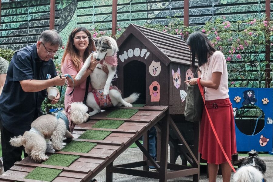 Pet owners and their fur babies attend the launch of the Kabang Dog Park at hotel in Pasay City on Saturday, May 20, 2023.