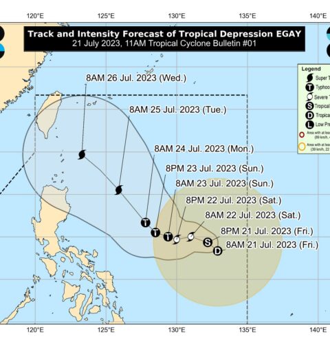 Tropical Depression Egay forecast track (July 21, 2023)