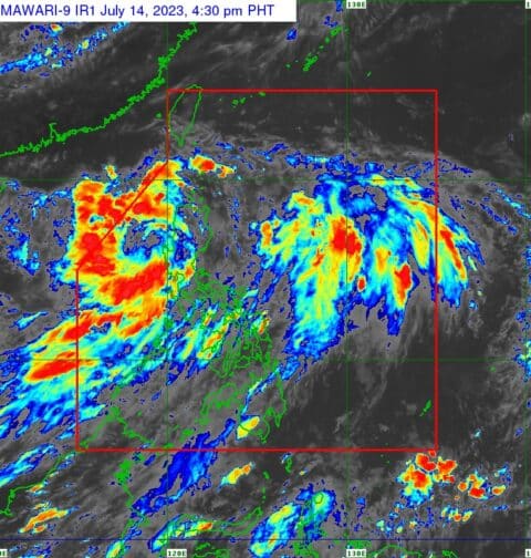 PAGASA satellite image (Tropical Depression Dodong, 4:30 pm image, 7-14-2023)