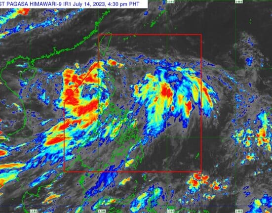PAGASA satellite image (Tropical Depression Dodong, 4:30 pm image, 7-14-2023)