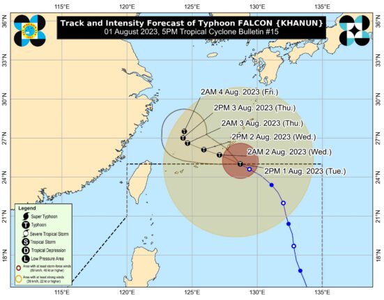 Typhoon Falcon exits PAR (August 1, 2023)