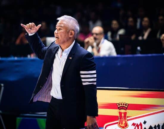 Chot Reyes during the Philippines vs. Angola game in the FIBA Basketball World Cup on August 27, 2023 (Photo: FIBA)
