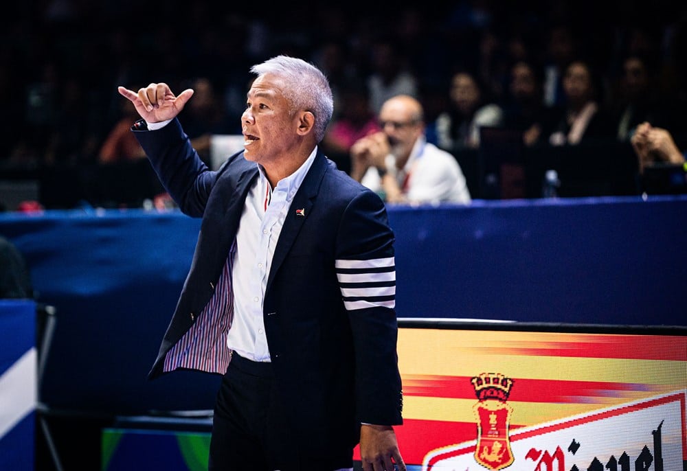 Chot Reyes during the Philippines vs. Angola game in the FIBA Basketball World Cup on August 27, 2023 (Photo: FIBA)
