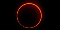 The "Ring of Fire" effect caused during the annular solar eclipse is seen from Penonome, Panama, on October 14, 2023. (Photo by Luis Acosta / AFP)