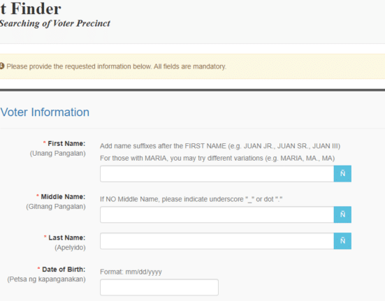 Comelec precinct finder for Barangay and SK elections 2023