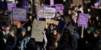 Women hold placards as they march during a demonstration to mark International Day for the Elimination of Violence Against Women in Toulouse, south-western France, on November 25, 2023. (Photo by Valentine CHAPUIS / AFP)