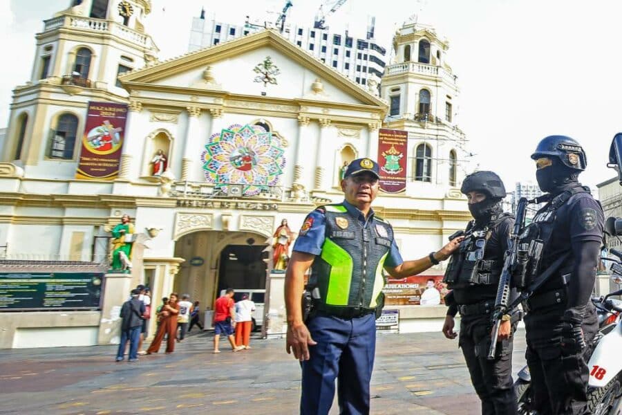 Manila Police District Director PCol Arnold Thomas Ibay inspected the Quiapo area in Manila on Wednesday, December 6, 2023, as the NCRPO will be on full alert in preparation for the incoming "Simbang Gabi." Photo by Ryan Baldemor