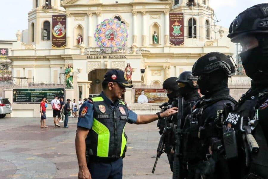 Manila Police District Director PCol Arnold Thomas Ibay inspected the Quiapo area in Manila on Wednesday, December 6, 2023, as the NCRPO will be on full alert in preparation for the incoming "Simbang Gabi." Photo by Ryan Baldemor