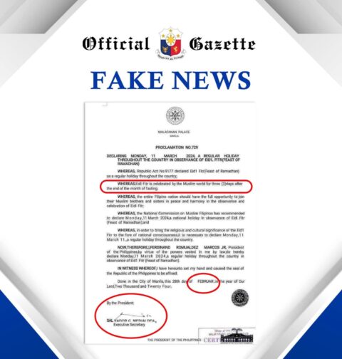 Fake March 11, 2024 holiday (Courtesy: Official Gazette)