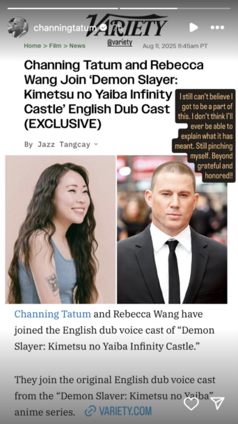 Channing Tatum joins English dub cast of new ‘Demon Slayer’ film